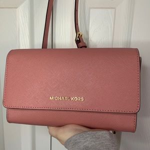 Pink Saffiano Leather 3-in-1 Crossbody Bag